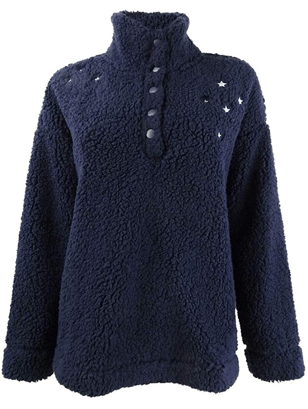 Jenni Womens Faux Sherpa Cozy Pullover Size S